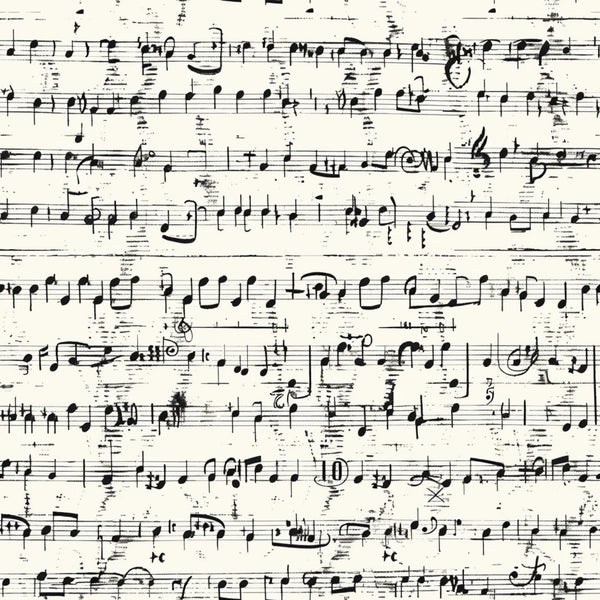 handwritten music, musical notes, sheet music, staff lines, black ink, cream background, vintage manuscript, musical composition,, fabric panel, aged paper, music notation, treble clef, musical symbols, antique style, weathered texture, musical manuscript, cotton fabric, quilting material