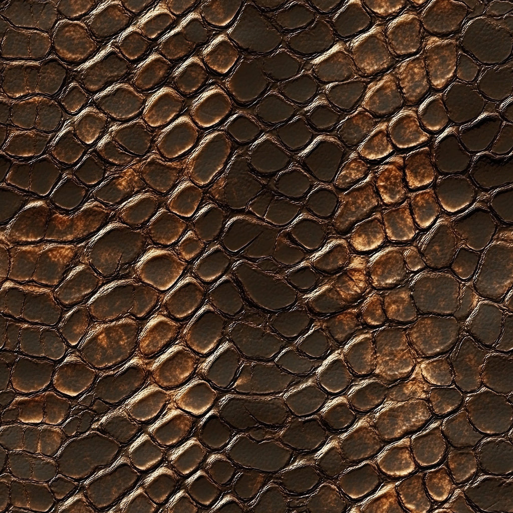 snake skin, reptile scales, brown tones, copper highlights, bronze coloring, earth tones, animal print, textured pattern, natural texture, leather-like appearance, geometric scales,, fabric panel, western theme, rustic pattern, organic shapes, dimensional texture, wilderness motif