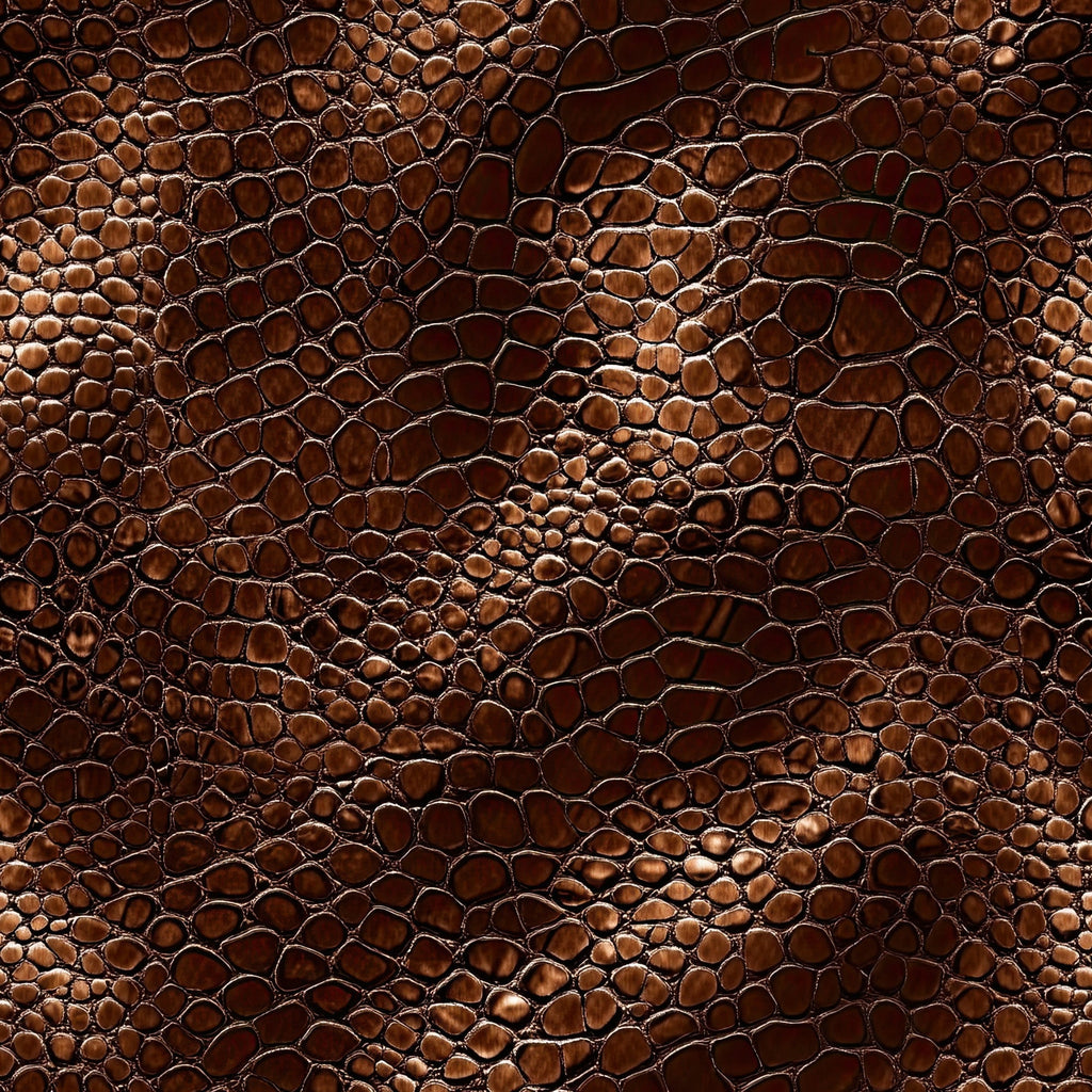 brown, cognac, leather texture, crocodile skin, reptile pattern, scales, embossed surface, rich brown tones, textured fabric, animal print, exotic skin, luxury texture,, fabric panel, western theme, rustic brown, natural pattern, dimensional texture, glossy finish, organic shapes