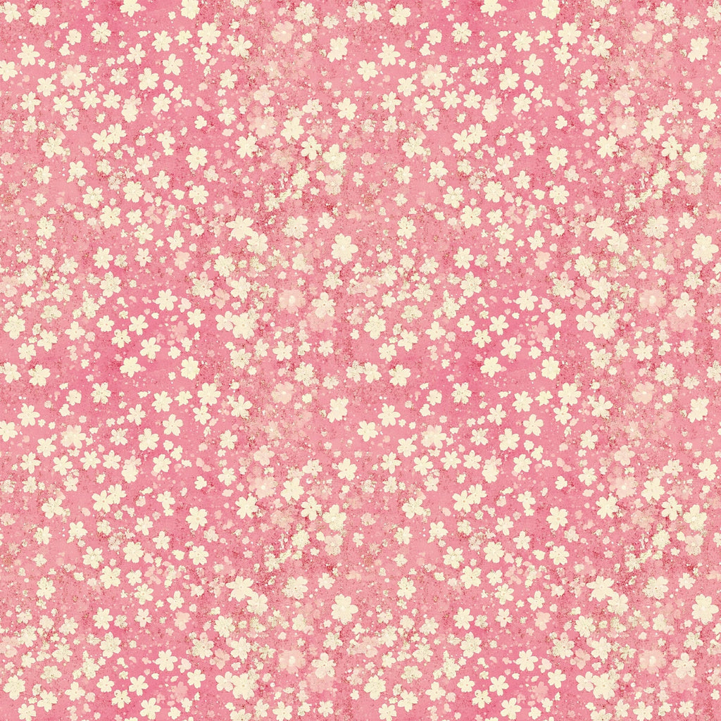 vintage pink, coral pink, cream flowers, yellow flowers, floral pattern, cherry blossoms, sakura flowers, scattered blooms, ditsy print, small florals,, fabric panel, spring flowers, delicate petals, romantic style, soft pastels, vintage aesthetic, blooming pattern, textile design, crafting fabric