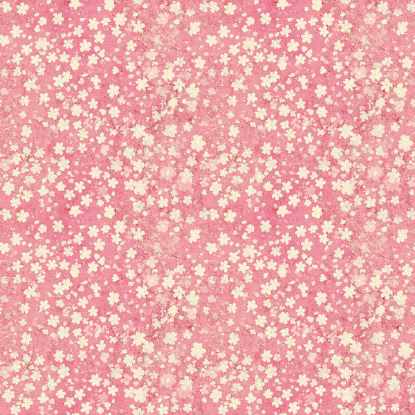 vintage pink, coral pink, cream flowers, yellow flowers, floral pattern, cherry blossoms, sakura flowers, scattered blooms, ditsy print, small florals,, fabric panel, spring flowers, delicate petals, romantic style, soft pastels, vintage aesthetic, blooming pattern, textile design, crafting fabric