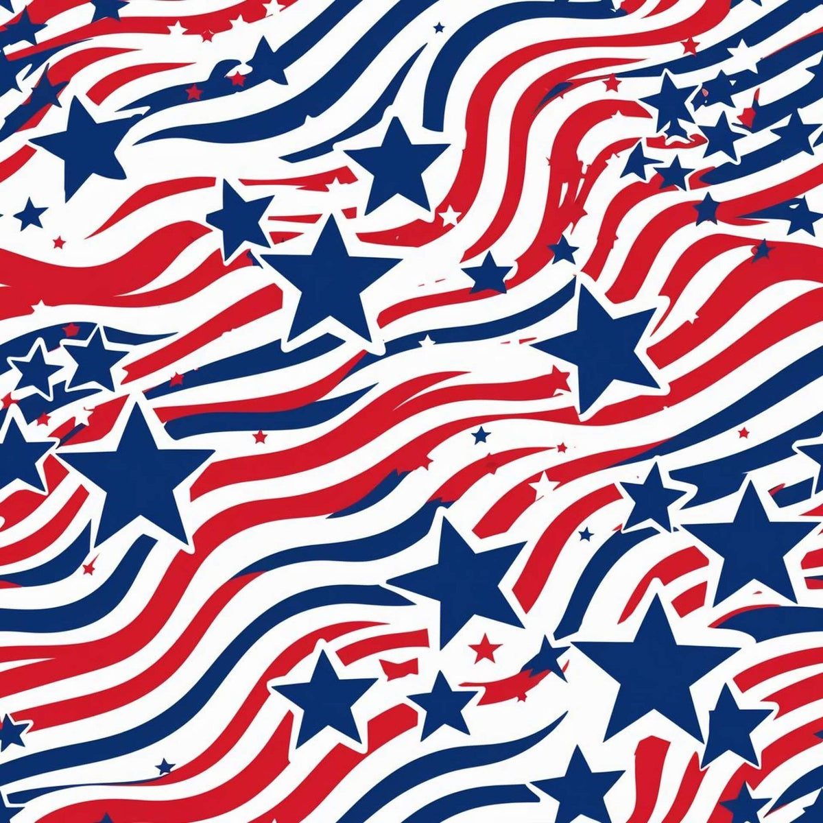 red, white, blue, patriotic, stars, swirls, flowing stripes, americana,, fabric panel, fourth of july, independence day, dynamic movement, curved lines, festive, national colors, star pattern, wavy stripes, cotton fabric, celebratory