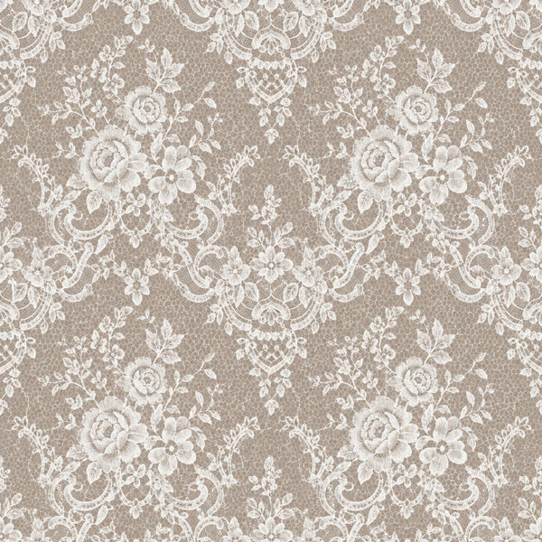 taupe, cream, ivory, beige, floral, roses, vintage, elegant, lace, ornate, traditional, romantic, botanical, leaves, scrollwork, damask, delicate, wedding, bridal, sophisticated, classic, timeless, garden, nature, feminine, decorative, detailed, intricate, nursery, baby shower