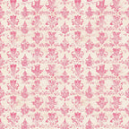 vintage pink, damask pattern, ornate florals, baroque design, cream background, rose pink, decorative motifs, scrollwork, elegant swirls,, fabric panel, romantic style, floral damask, ornamental design, soft pink tones, repeating pattern, intricate details, feminine aesthetic, vintage wallpaper style, decorative flourishes