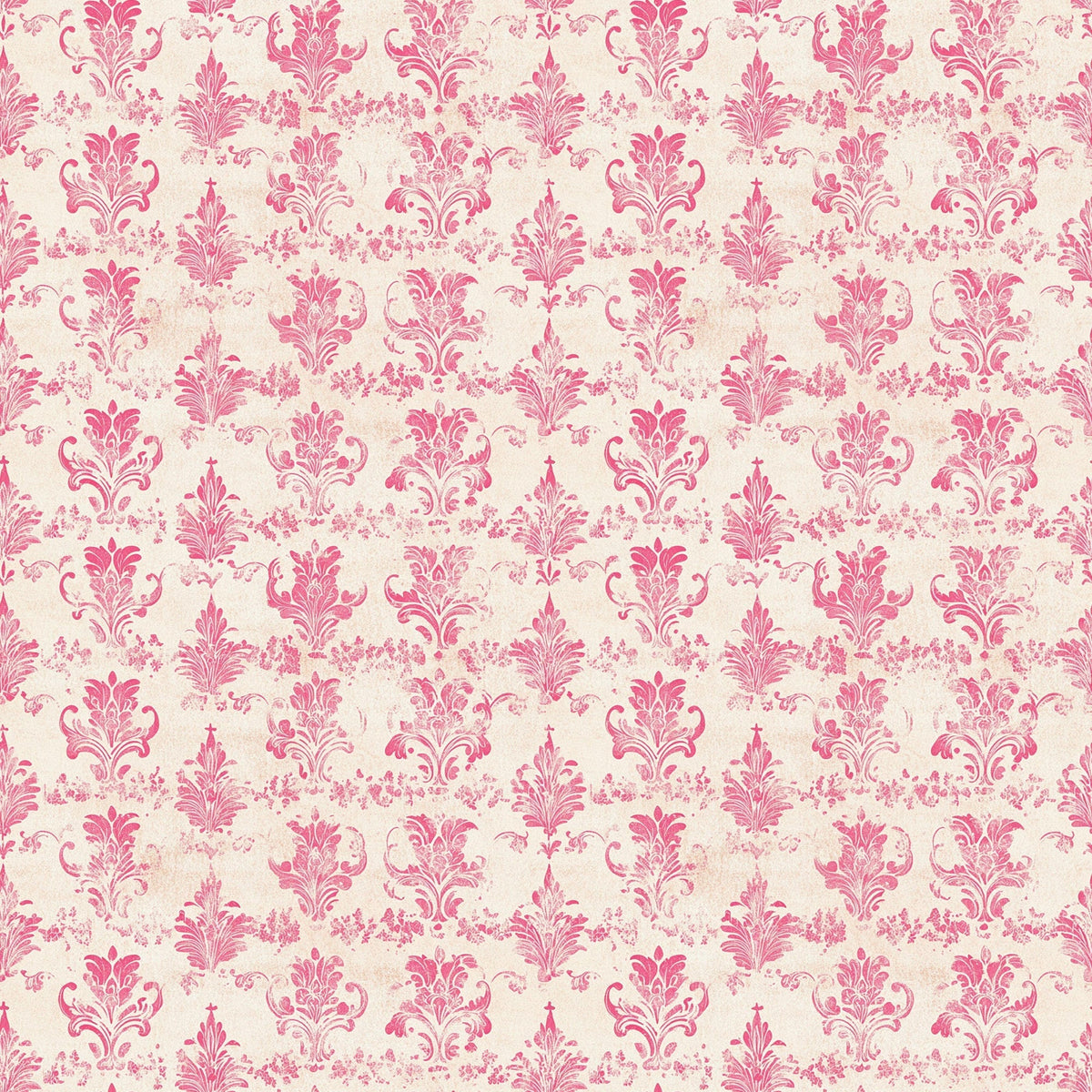 vintage pink, damask pattern, ornate florals, baroque design, cream background, rose pink, decorative motifs, scrollwork, elegant swirls,, fabric panel, romantic style, floral damask, ornamental design, soft pink tones, repeating pattern, intricate details, feminine aesthetic, vintage wallpaper style, decorative flourishes