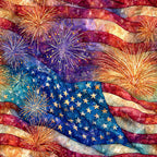 patriotic, american flag, fireworks, red white and blue, stars, gold stars, navy blue, cream, burgundy, purple, fireworks display, fourth of july, independence day, memorial day, patriotic theme, celebratory, festive, vintage americana, distressed texture, watercolor effect, gold accents, golden yellow, textured background, holiday, summer, americana style, nostalgic, patriotic decor