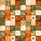 autumn patchwork, burnt orange, rust, cream, sage green, olive green, tan, brown, pumpkin, floral, plaid, striped, geometric, patchwork quilt, fall harvest, thanksgiving, seasonal, vintage, rustic, farmhouse, botanical, leaves, dried flowers, berries, pumpkins, nature, cozy, traditional, autumn leaves, fall harvest theme