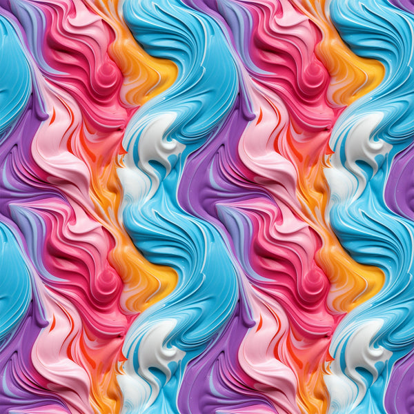 vibrant swirls, frosting pattern, marbled design, pink swirls, blue swirls, purple swirls, orange swirls, white swirls, fluid motion, abstract art, candy colors, pastel tones,, fabric panel, seamless repeat, flowing curves, colorful waves, artistic swirls, modern pattern, bright colors
