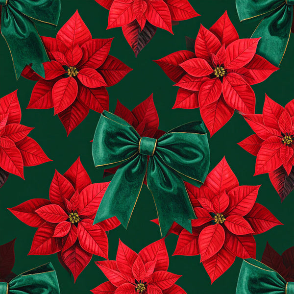 red poinsettia, forest green, emerald green, velvet bow, holiday, christmas, festive, floral, botanical, traditional, elegant, seasonal, winter, poinsettia flowers, gold accents, luxe, decorative bow, nature-inspired, crimson red, deep green, festive decor, holiday botanical, christmas flowers, sophisticated, classic holiday, vibrant red, jewel tones, ornamental, celebration theme