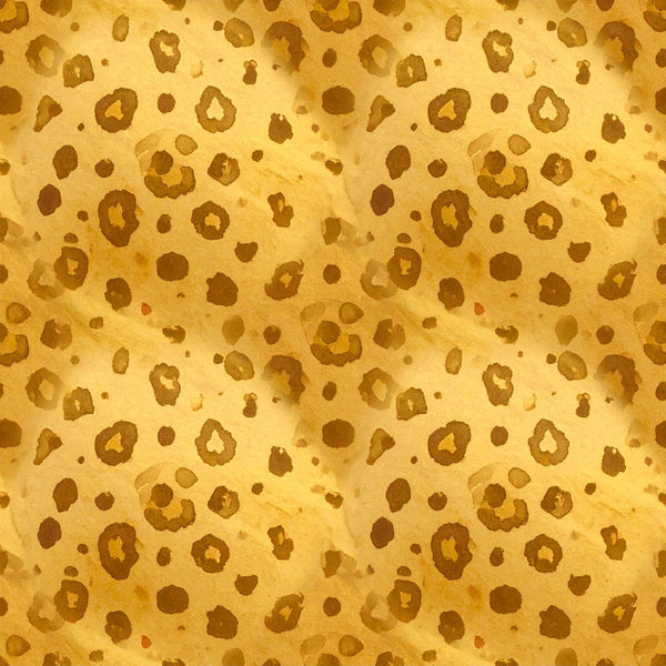 golden yellow, mustard yellow, tan, brown, leopard print, animal print, spotted, speckled, safari, wild, nature, vintage, rustic, warm tones, earthy, abstract spots, organic shapes, playroom, kids room, nursery, whimsical, adventurous, gender neutral, nature inspired, textured look, watercolor effect, boho, bohemian, casual style