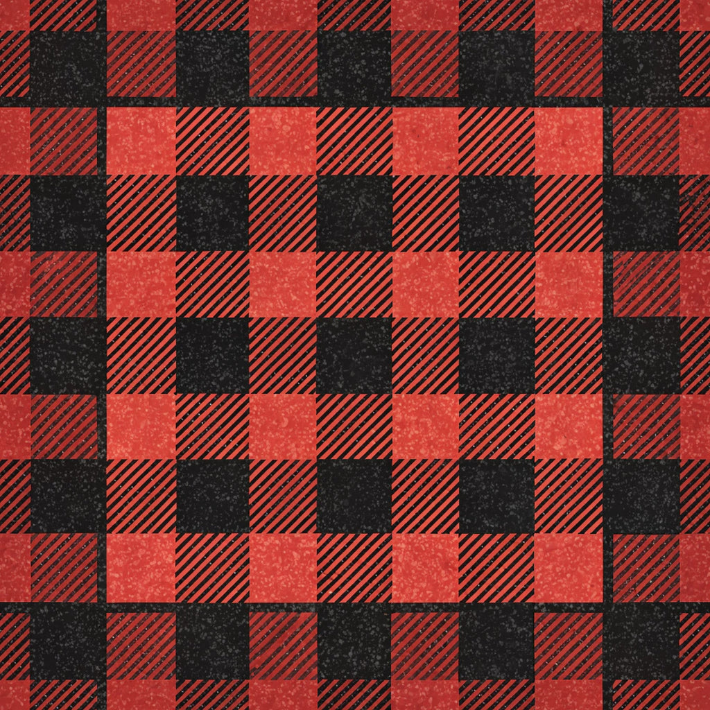 red, black, buffalo plaid, checkered pattern, gingham, plaid design,, fabric panel, alternating squares, diagonal stripes, rustic, country style, geometric pattern, textured appearance, cabin decor, lumberjack plaid, woven effect, square blocks, contrasting colors, vintage plaid