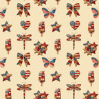 patriotic, red white blue, stars, hearts, butterflies, dragonflies, bows, popsicles, americana, fourth of july, independence day, summer, vintage americana, rustic, whimsical, gingham, plaid, patchwork, stars and stripes, flag design, nostalgic, cottage core, farmhouse, kids room, playroom, traditional, cheerful, folk art