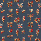 slate blue, navy blue, red, cream, stars, hearts, butterflies, bows, dragonflies, patriotic, american flag, popsicles, plaid, gingham, checkered, vintage, rustic, farmhouse, patriotic theme, fourth of july, independence day, summer, americana, traditional, whimsical, kids room, playroom, nursery decor, children's design, nostalgic