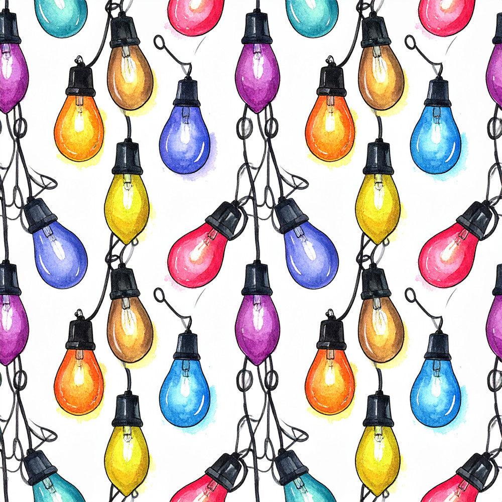 colorful string lights, vintage bulbs, warm yellow, bright orange, hot pink, magenta, royal blue, cobalt blue, turquoise, teal, purple, golden yellow, coral orange, retro lighting, festive lights, party theme, celebration, whimsical, playful, colorful pattern, repeating pattern, vintage style, nostalgic, fun and bright, kids room, playroom, party decor, summer vibes, festive theme