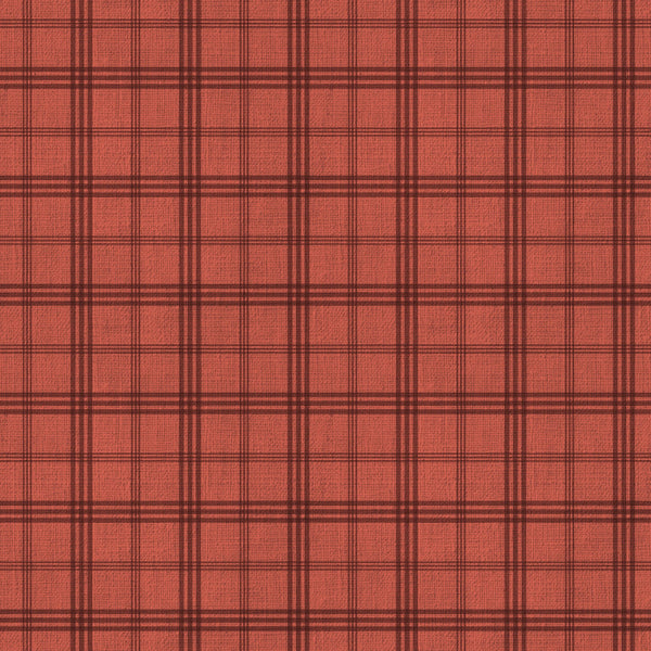 burnt orange, rust red, coral, terracotta, plaid, tartan, checked pattern, geometric, traditional, classic, rustic, farmhouse, cabin, country, autumn, fall, warm tones, checkered, grid pattern, red plaid, orange plaid, woven texture, flannel style, cozy, vintage, lodge, home decor, upholstery, sophisticated