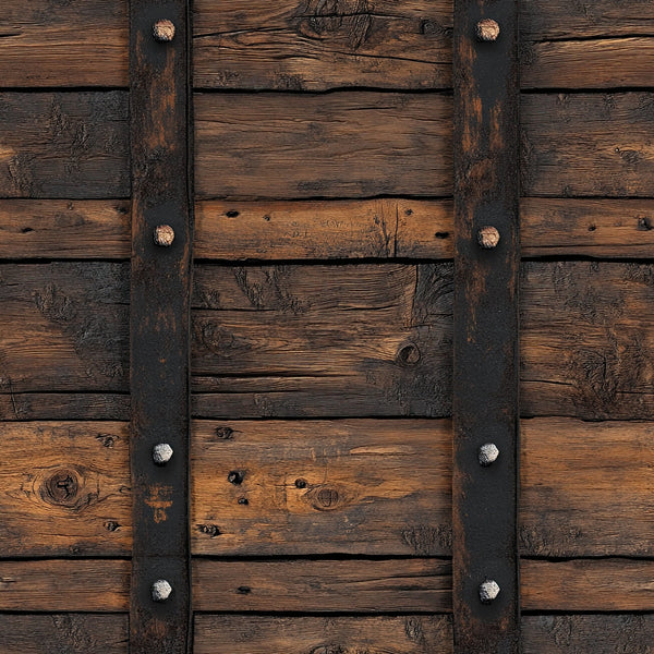 wooden planks, rustic brown, weathered wood, metal straps, iron hardware, barn door, western theme, distressed texture, aged patina,, fabric panel, country style, farm aesthetic, vintage wood, metal rivets, rustic decor, brown tones, weathered finish, cottage core, frontier style