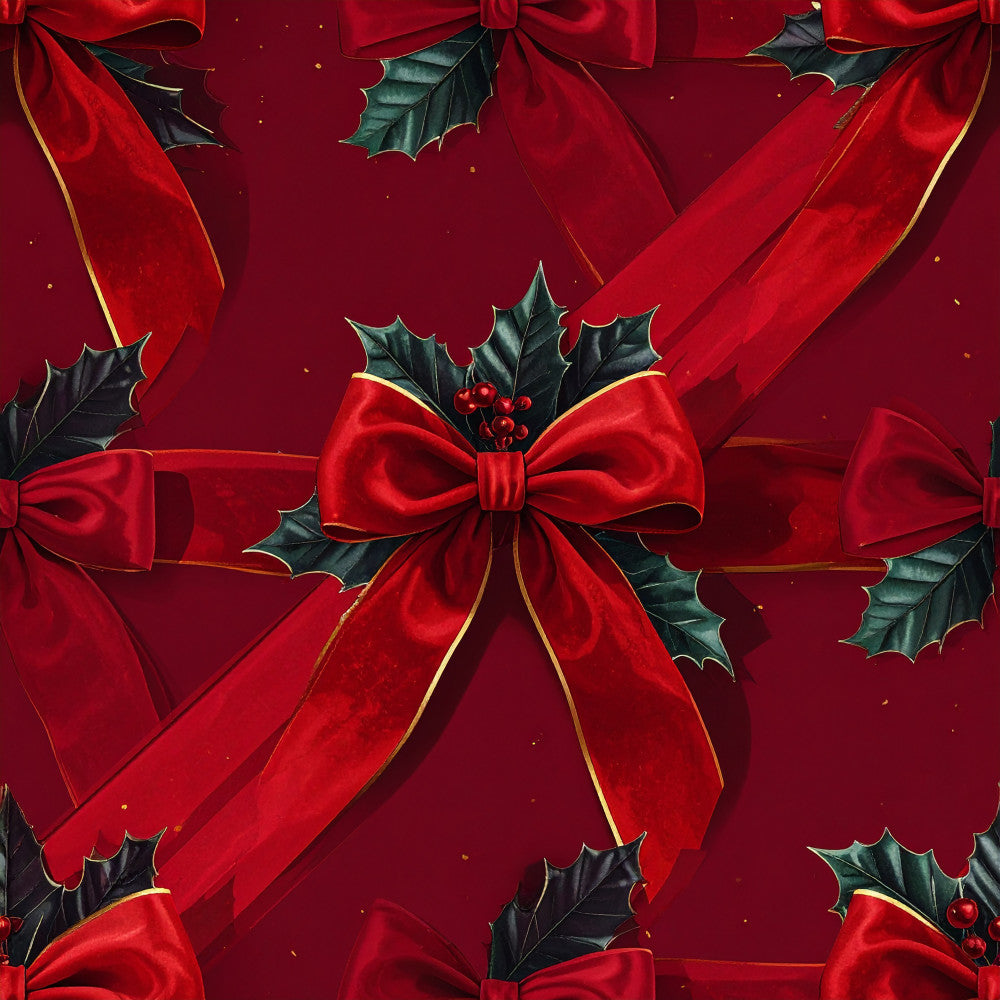 deep red, crimson red, forest green, dark green, gold accents, holly leaves, red berries, festive, holiday, christmas, elegant, luxurious, traditional, sophisticated, bows, ribbons, wintery, seasonal, festive decorations, formal, classic, victorian, decorative, ornamental, gift wrapping inspired, winter holiday, celebration themed, rich colors, jewel tones