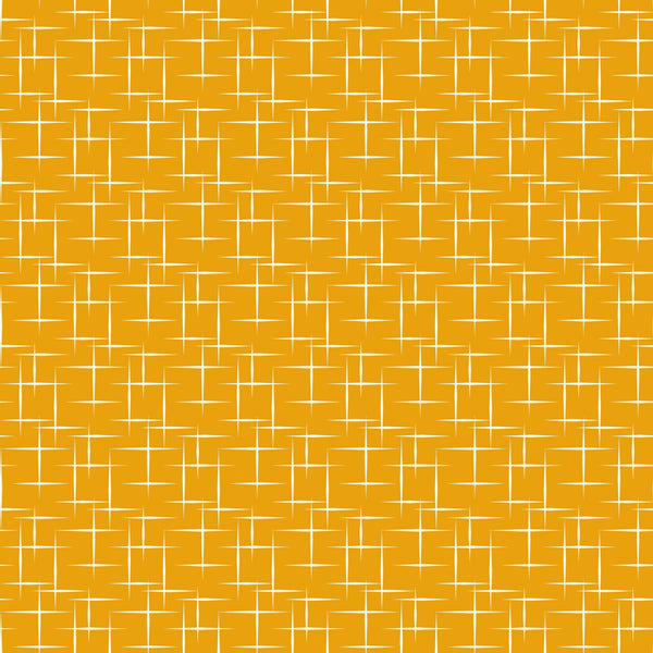 orange, golden yellow, amber, geometric pattern, atomic age, mid-century modern, linear design, intersecting lines, retro style, 1950s design,, fabric panel, modernist, angular lines, vintage pattern, minimalist geometry, contemporary quilting, craft fabric, orange background, abstract geometric