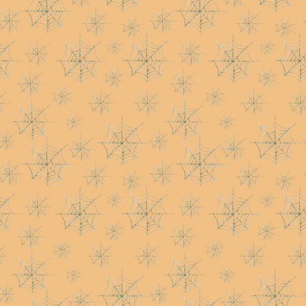 peach, cream, tan, beige, gray blue, spider web, web, halloween, spooky, autumn, fall, trick or treat, holiday, whimsical, playful, kids, children, nursery, playroom, spiders, cobweb, creepy, festive, seasonal, pattern, repeat, cute, fun