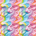 rainbow swirls, pink frosting, blue icing, yellow swirls, multicolor pattern, pastel colors, swirled design, candy colors, frosting texture,, fabric panel, sweet treats, dessert inspired, flowing curves, marbled effect, bright colors, seamless repeat, cotton fabric, confectionery theme