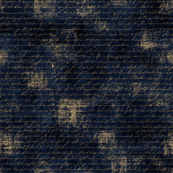 navy blue, gold, cream, vintage, script, calligraphy, literary, cursive writing, elegant, sophisticated, classic, antique, historical, manuscript, text pattern, book lover, library, traditional, timeless, romantic, aged paper, distressed, nostalgic, scholar, academic, heritage, grunge, shabby chic