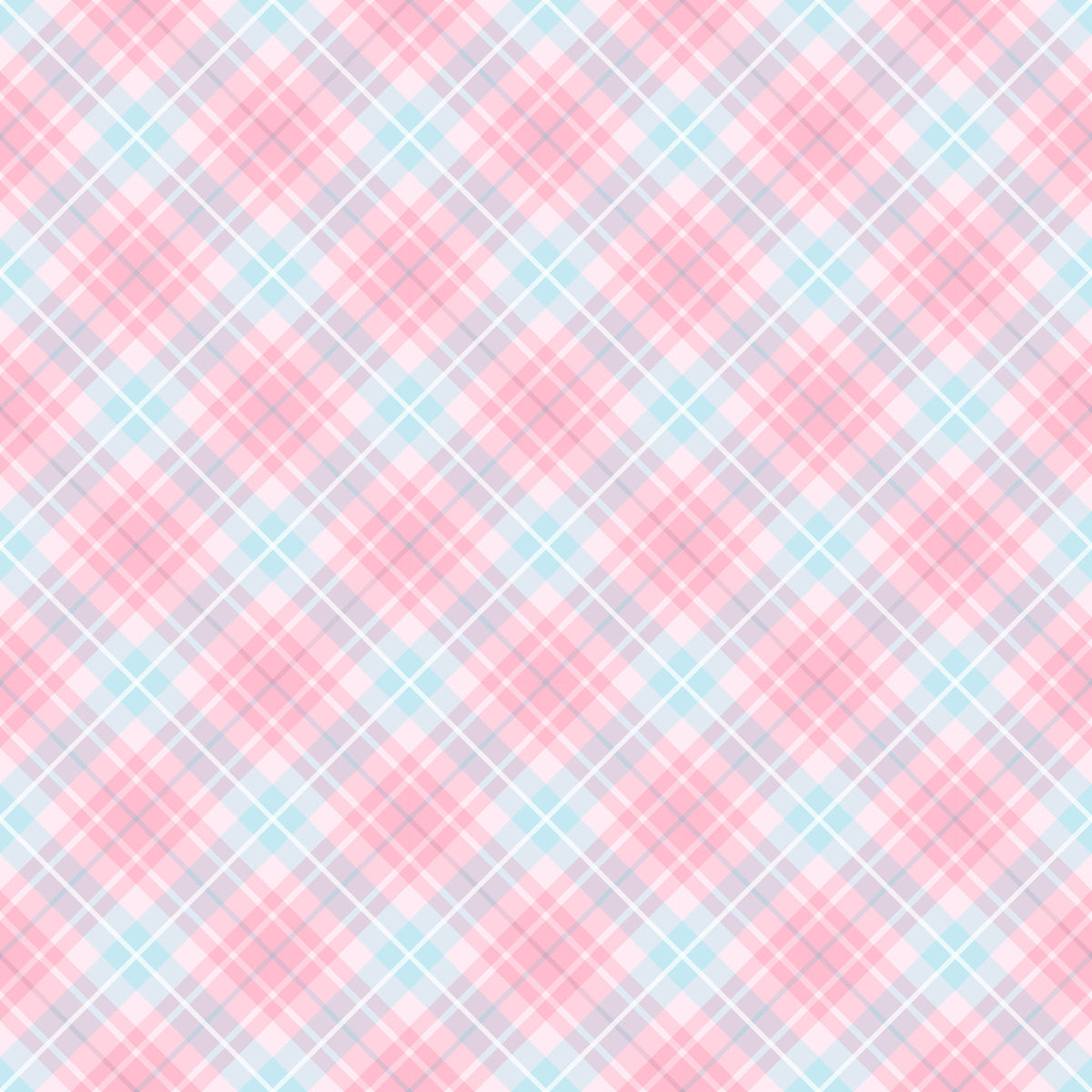 pink, blue, lavender, white, plaid pattern, diagonal stripes, checkered design, pastel colors, soft hues,, fabric panel, tea party theme, feminine style, craft material, sewing supplies, gentle pattern, light colors, crosshatch lines, sweet aesthetic