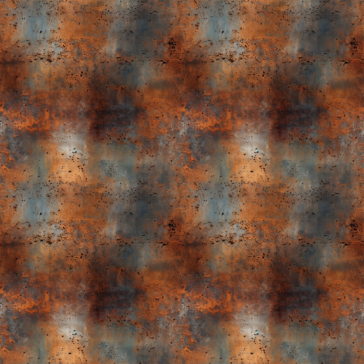 rust texture, orange, brown, gray, weathered metal, corrosion pattern, industrial texture, distressed surface, oxidation, speckled design, aged metal, patina effect,, fabric panel, grunge aesthetic, metallic appearance, worn finish, abstract pattern, earthy tones, textural design