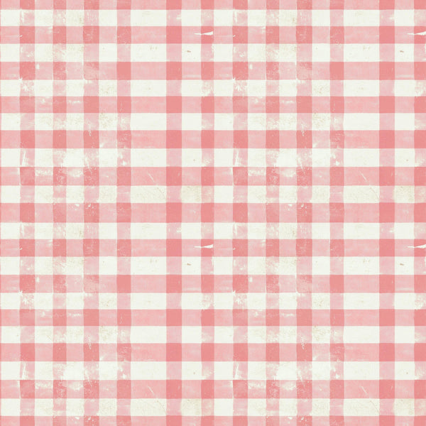 vintage pink, coral pink, cream white, gingham pattern, checkered design, distressed texture, weathered look, shabby chic, rustic charm,, fabric panel, pastel colors, cottage style, worn finish, alternating squares, geometric pattern, soft pink, antique style, crafting material