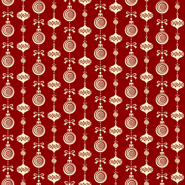 burgundy red, cream white, christmas ornaments, hanging baubles, geometric patterns, repeating design, festive decorations, holiday motifs,, fabric panel, seasonal print, ornament silhouettes, decorative balls, christmas theme, winter holidays, craft fabric, sewing material, coordinating colors, ornamental design, festive pattern