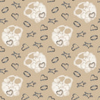 beige, tan, cream, white, watercolor, baking pattern, cookie cutters, star shapes, heart shapes, circle shapes, flour dusting, kitchen theme, cooking motifs, repeating pattern,, fabric panel, soft pastels, culinary design, baking tools, geometric shapes