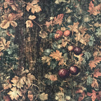 forest green, dusty rose, coral pink, cream, charcoal, muted tones, vintage floral, botanical print, fruit motif, apples, leaves, branches, rustic, distressed, aged, farmhouse, traditional, nature-inspired, autumn, fall harvest, garden theme, cottage core, french country, shabby chic, heritage print, heirloom, antique, woodland, orchard