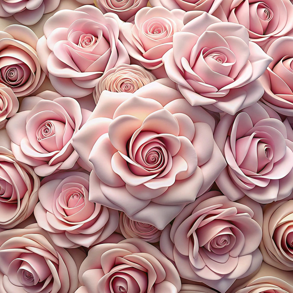 blush pink, dusty rose, coral pink, cream, beige, realistic roses, floral pattern, botanical design, rose blooms, layered petals, romantic style, soft tones,, fabric panel, seamless pattern, feminine design, wedding theme, spring flowers, delicate florals, photorealistic flowers