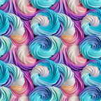 turquoise, purple, pink, white, swirl pattern, frosting design, cupcake frosting, rainbow colors, pastel hues, whimsical, sweet treats, dessert theme,, fabric panel, food motif, bakery inspired, colorful swirls, confectionery, treat pattern, spiral design