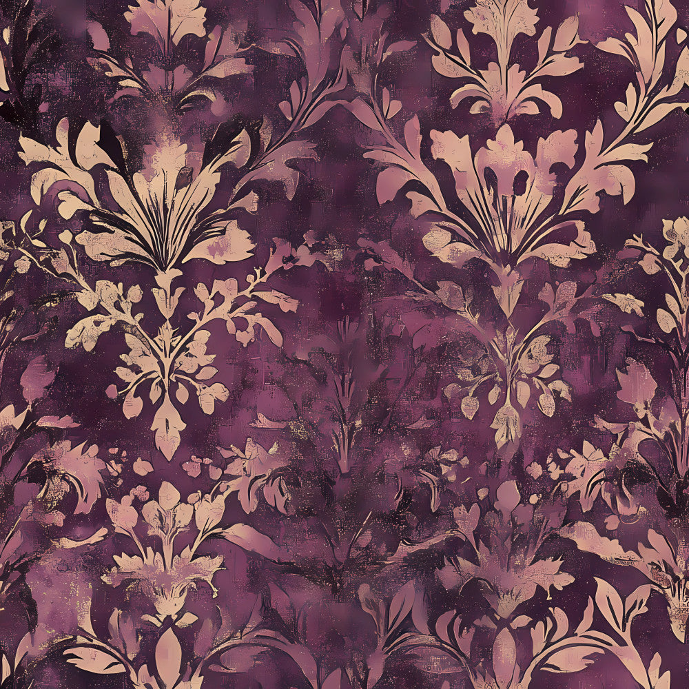 plum purple, dusty rose, mauve, burgundy, gold leaf, cream, damask, floral, vintage, elegant, ornate, botanical, traditional, romantic, luxury, renaissance, tapestry, decorative leaves, ornamental flowers, classic, timeless, formal, sophisticated, home decor, upholstery, spring, garden, nature, antique