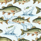 fishing, fish, bass, trout, lures, fishing lures, water splashes, fishing hooks, nature, outdoor, sportsman, wildlife, tan, beige, cream, olive green, forest green, rust orange, brown, bronze, fishing themed, adventure, water sports, river, lake, masculine, rustic, vintage, playroom, kids room