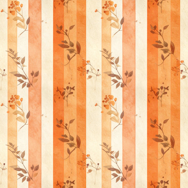 burnt orange, terracotta, coral, peach, cream, ivory, striped, botanical, floral, nature, vintage, rustic, autumn, fall, dried flowers, delicate, elegant, traditional, botanical prints, leaf motifs, berry sprigs, warm tones, earthy, cottage style, heritage, timeless, classic, natural elements, watercolor style