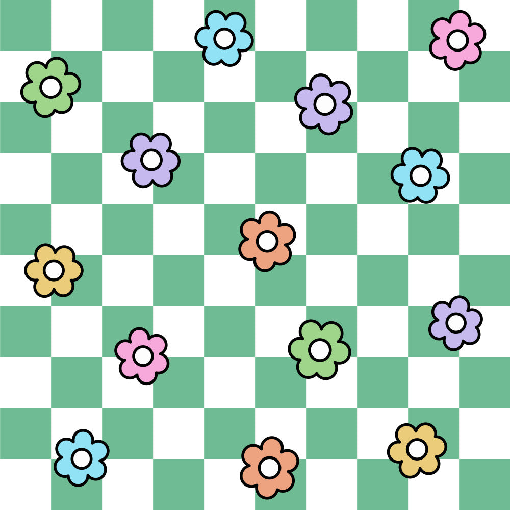 floral, flowers, colorful, mint green, pastel colors, soft colors, spring, summer, whimsical, playful, cheerful, bright, multi-colored, nature theme, botanical, kids room, nursery, playroom, baby, children, fun, vibrant, bold colors, light green, light blue, pink, purple, yellow, orange, flower motifs