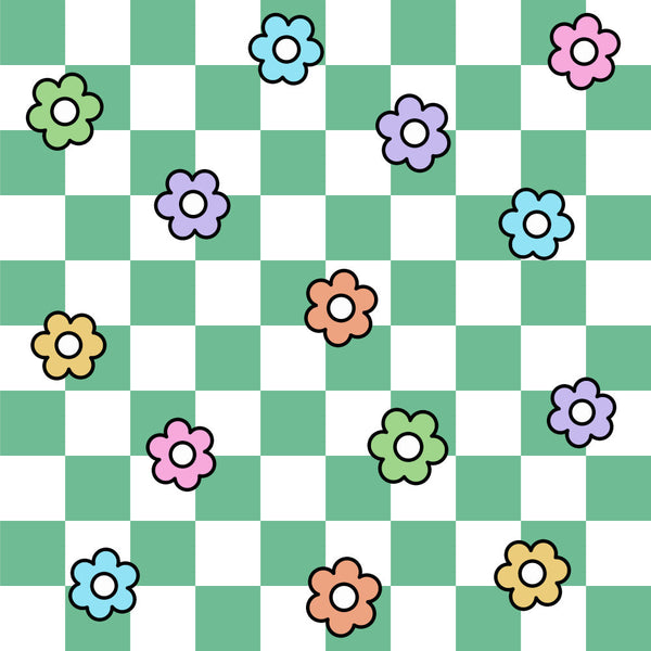 floral, flowers, colorful, mint green, pastel colors, soft colors, spring, summer, whimsical, playful, cheerful, bright, multi-colored, nature theme, botanical, kids room, nursery, playroom, baby, children, fun, vibrant, bold colors, light green, light blue, pink, purple, yellow, orange, flower motifs