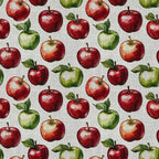 red apples, green apples, apple orchard, fruit pattern, botanical, nature, farmhouse, rustic, harvest, autumn, fall, kitchen, home decor, traditional, classic, crisp red, forest green, cream background, sweet, orchard theme, produce, vintage style, country, cottage core, food theme, natural, organic, decorative, cheerful, bright