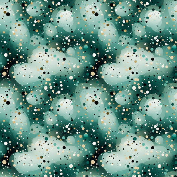 green, teal, sage, cream, beige, black, white, confetti, dots, circles, scattered pattern, abstract, modern, geometric,, fabric panel, contemporary, playful, bubble pattern, speckled design, mint green, forest green