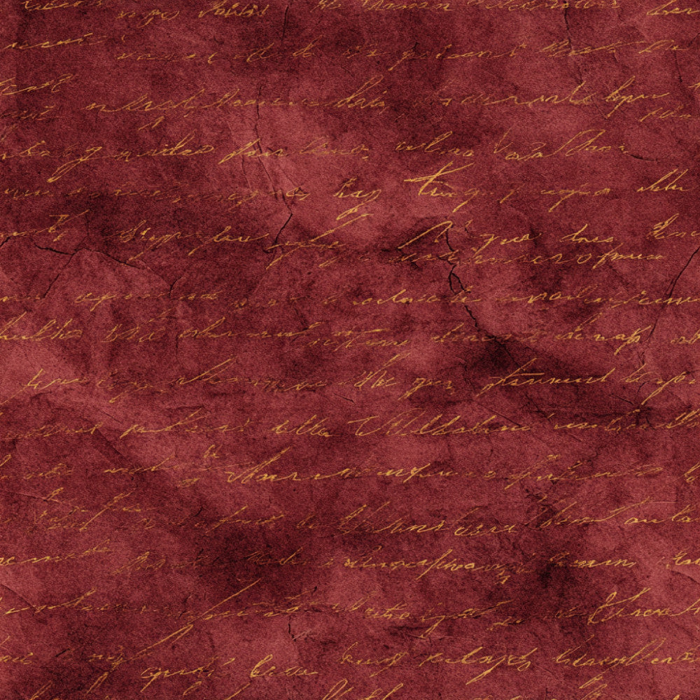 burgundy, wine red, deep red, maroon, gold text, cursive writing, script pattern, vintage, antique, literary, classic, elegant, traditional, romantic, nostalgic, old letter, handwritten, distressed, aged paper, document, historical, timeless, sophisticated, retro, book inspired, manuscript, heritage, formal, upscale