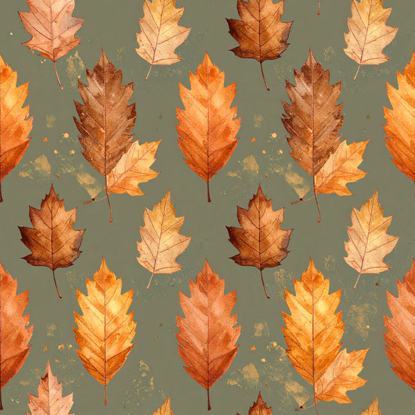 autumn leaves, fall foliage, maple leaves, sage green, olive green, burnt orange, golden yellow, rust brown, warm tones, nature-inspired, botanical, leaf pattern, seasonal, autumn, fall, harvest, rustic, earthy, vintage, watercolor effect, distressed, natural, woodland, cozy, thanksgiving, home decor, kids room, playroom