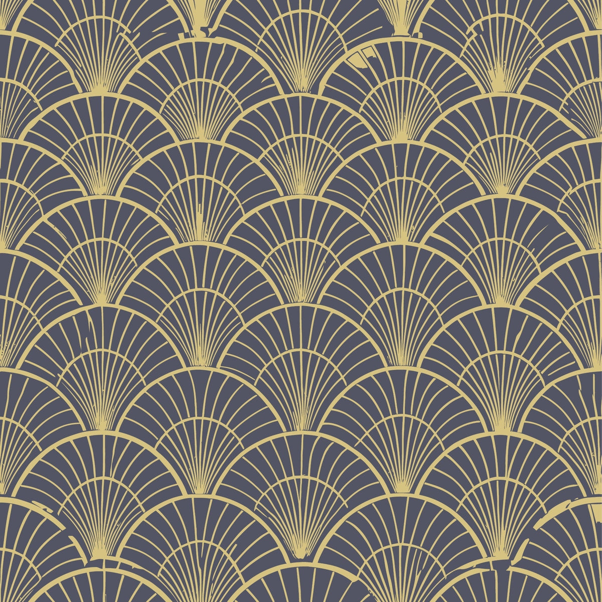 art deco, geometric pattern, fan motif, scalloped design, gold, yellow, purple, gray, repeating pattern, radiating lines, vintage style, elegant, sophisticated,, fabric panel, overlapping scales, sunburst design, luxurious, 1920s inspired, ornamental