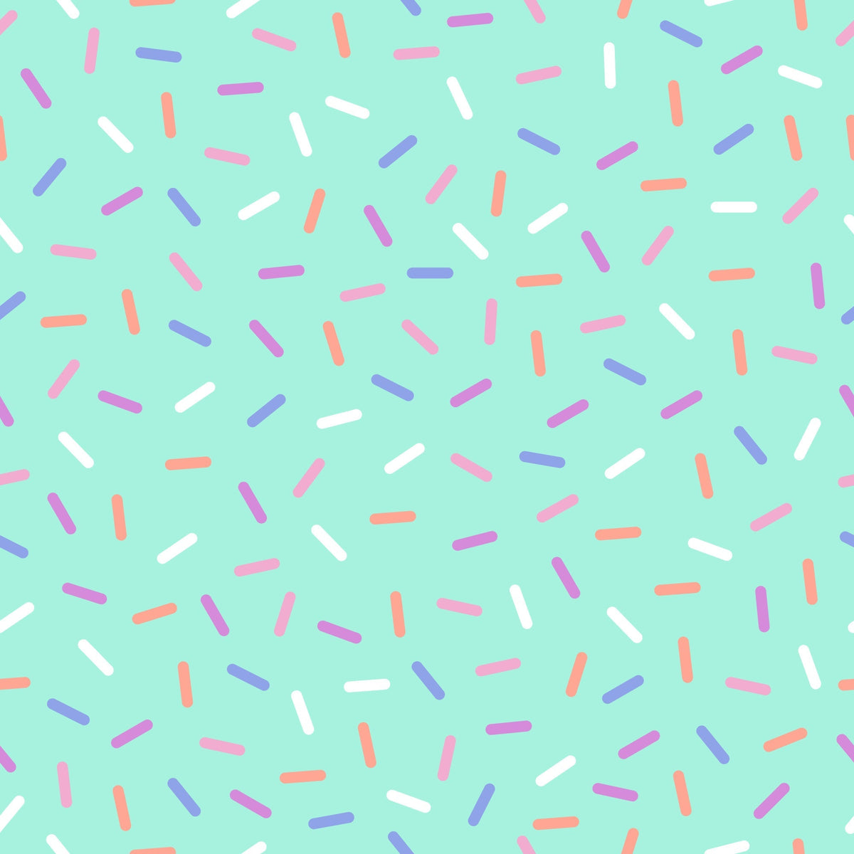 rainbow sprinkles, mint green background, colorful sprinkles, candy pattern, dessert theme, small scattered shapes, pink sprinkles, purple sprinkles, orange sprinkles, white sprinkles,, fabric panel, sweet treats, confetti design, bakery inspired, playful pattern, bright colors, food motif, cheerful design, scattered elements