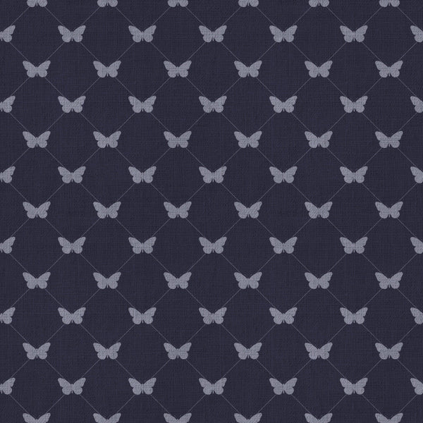 navy blue, gray, light gray, butterflies, butterfly pattern, geometric, elegant, modern, nature, whimsical, quilted diamond, textured, sophisticated, neutral, monochromatic, dark blue, silver gray, repeating pattern, insects, wings, delicate, nursery, kids room, playroom, baby, sweet dreams, peaceful, calming, contemporary style