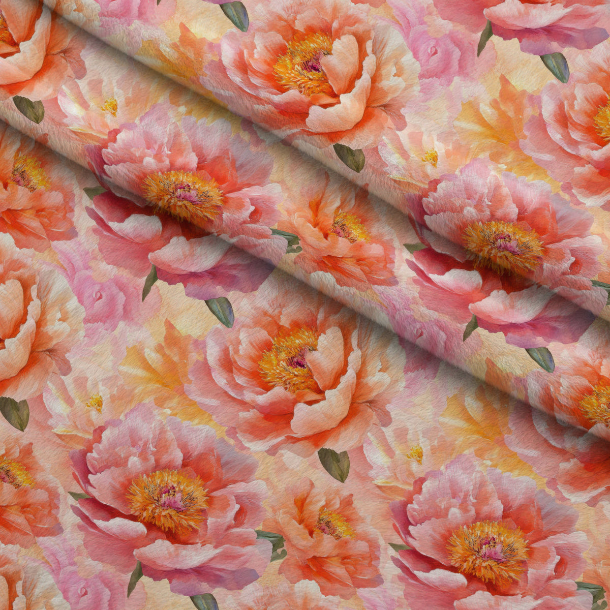 Peach Petal Glow Pattern 6 Fleece Fabric — fleece fabric folded close-up preview (mv-fleece-v1:lying)