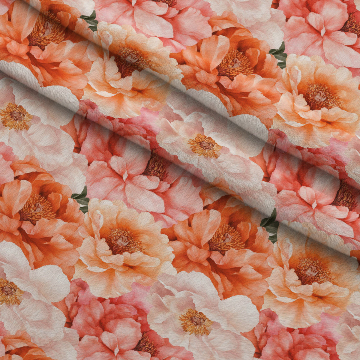 Peach Petal Glow Pattern 7 Fleece Fabric — fleece fabric folded close-up preview (mv-fleece-v1:lying)