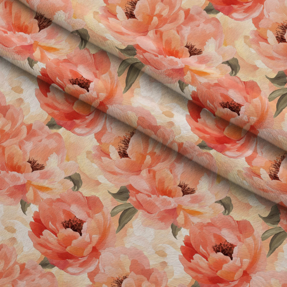 Peach Petal Glow Pattern 9 Fleece Fabric — fleece fabric folded close-up preview (mv-fleece-v1:lying)