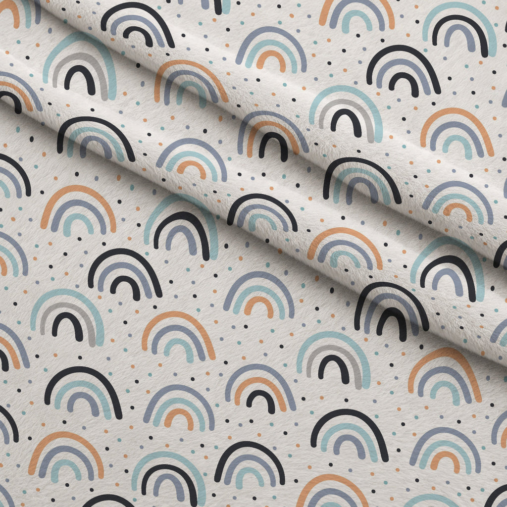 Peachy Rainbow Doodles Pattern 10 Fleece Fabric — fleece fabric folded close-up preview (mv-fleece-v1:lying)