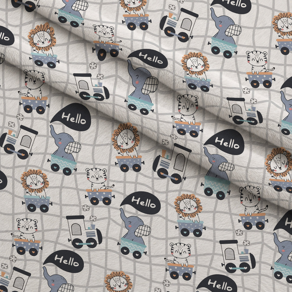 Peachy Rainbow Doodles Pattern 13 Fleece Fabric — fleece fabric folded close-up preview (mv-fleece-v1:lying)